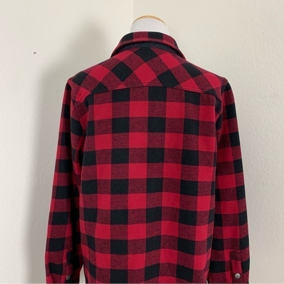 Orvis Buffalo Check Fleece Lined Shacket Shirt Size Large Lined Pockets - Picture 6 of 17